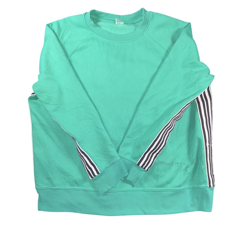 Avia Sweatshirt Womens 2XL Green Raglan Crewneck Striped Sleeve Pullover Casual